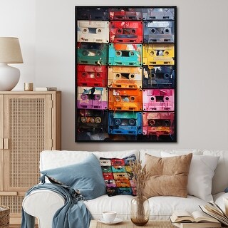 Designart "Cassette Tapes Unwound Secrets II" Cassette Tapes Framed